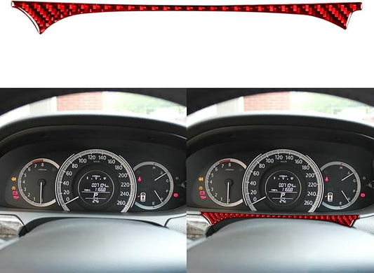 NVCNX Real Premium Carbon Fiber Compatible with Honda 9th Gen Accord 2013 2014 2015 2016 2017 SE LX Sport EX EX-L Touring Hybrid Accessories Car Dash Speedometer Trim Strip Cover Interior Trim Red