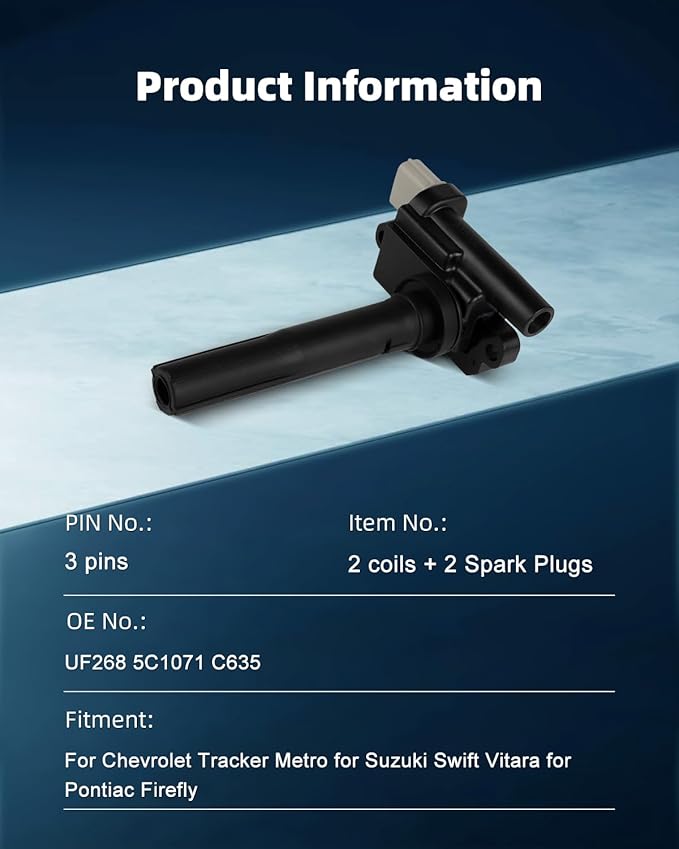 ECCPP UF742 8 ignition coils with 8 iridium Spark Plugs 2018-2016 for Chevrolet Camaro;2018-2014 for Chevrolet Corvette;2018-2014 for Chevrolet Silverado 1500 (UF268)