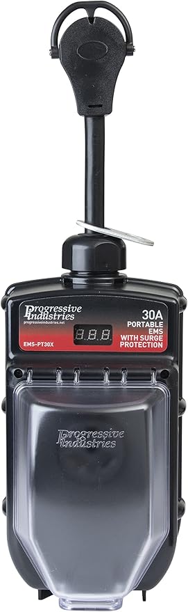 Progressive Industries EMS-PT30X Portable RV Surge Protector, Black, 30 Amp