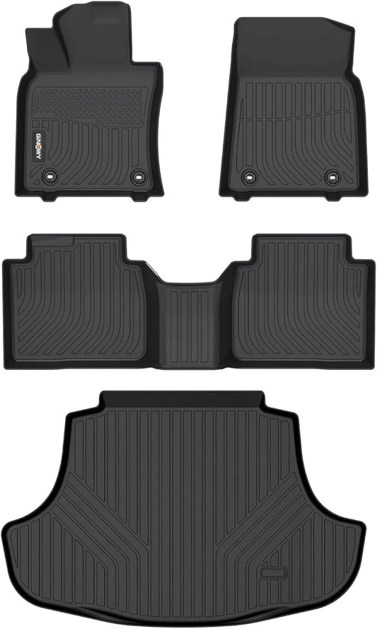 GINOWY- Floor Mats & Cargo Liner for Lexus ES (2019-2024 ES350 ES300h & 2025 ES300h), TPE All Weather Protection 2024 ES Car Mats, Anti-Slip Trunk Mat Custom ES Floor Liners Accessories, Black