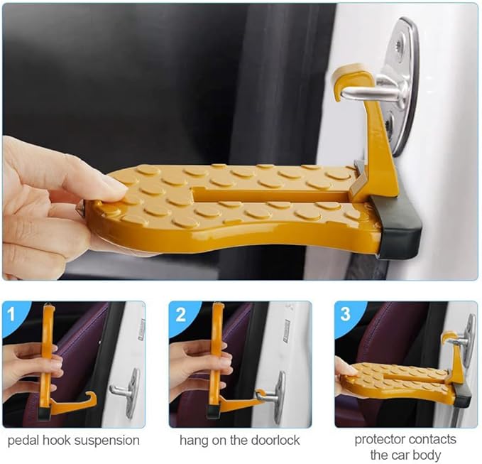 2 Pack Car Door Step with Glass Breaker Safety Hammer & Roof Rack Access,Foldable Roof Rack Door Step - Fits Most Car, SUV and Truck, Max Load 400 lbs