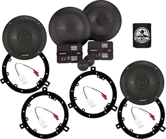 KICKER Speakers 6.75 inch for Jeep Wrangler 2007-2017 Upgrade Kit - 2 Pairs of KS Series with Adapters and Harness, Car Audio Front Dash and Rear Overhead KSS670, 51KSS6704 & KSC670, 51KSC6704