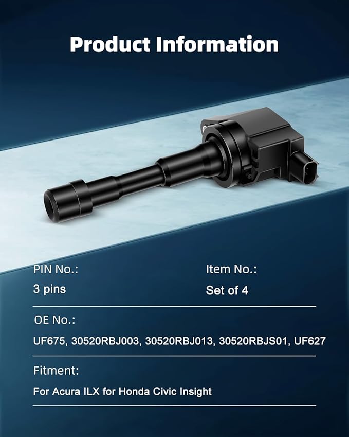 ECCPP ignition coils Pack of 4 UF675,coils packs,for Honda Civic 2012-2015 1.5L,Insight 2010-2014 1.3L &,for Acura ILX 2013-2015 1.5L 30520RBJS01,KD-7017B,UF675