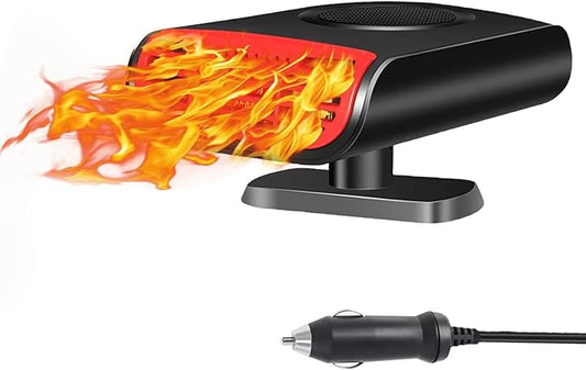 Portable Car Heater 12V 150W 360° Rotation 3 in 1 Fast Heating Cooling Fan Defogger & Defroster With Aroma Function Plug-in Cigarette Lighter Small Air Heater - Black