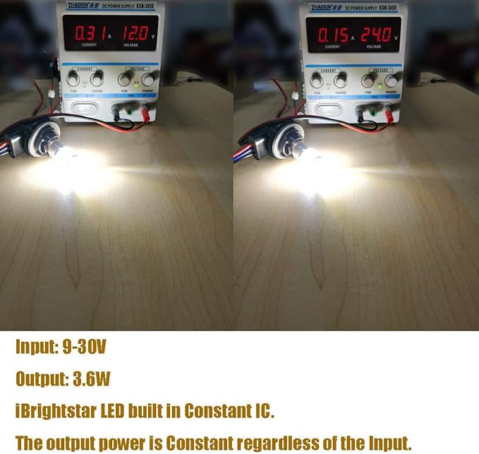 iBrightstar 9-30V Flashing Strobe Blinking LED Reverse Lights 1157 2057 2357 7528 BAY15D LED Bulbs with Projector Replacement for Back Up Reverse Lights, Xenon White