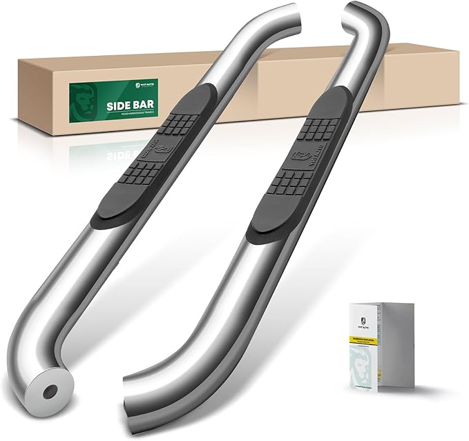 YHTAUTO 3 Inch Running Boards Fit Jeep Wrangler 2018-2024 2-Door SUV, Round Side Steps Stainless Steel Step Bars Off-Road Exterior Accessories