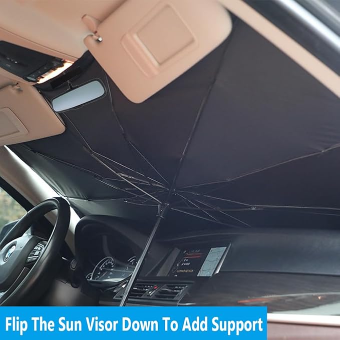 Windshield Sun Shade 2025 Car Accessories 100% Blackout Car Front Windsow Shades Umbrella Automotive Sun Visor Block Heat Insulation Protection (Black Eyes)