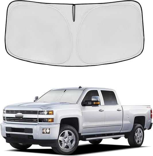 Windshield Sun Shade for Chevy/Chevrolet Silverado 1500 Accessories 2014-2018 Front Window Shade Custom Fit Silverado 1500 Sun Visor Foldable Shade Blocks UV Rays Summer Must Have Car Accessories