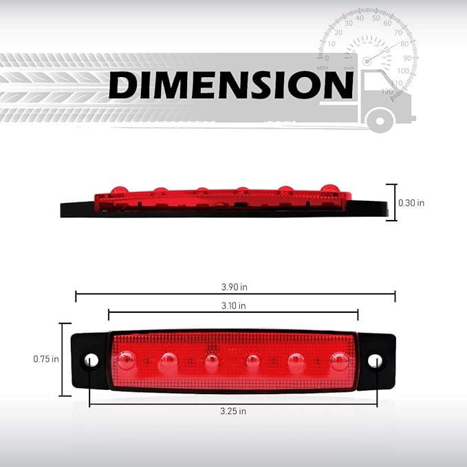 MADCATZ 3.8 Inch Mix Set 10 Amber 10 Red 10 White LED Clearance Lamp 6 Led Side Marker Indicators Lights 2835 SMD for Truck Lorry Trailer Bus Cabin Boat 12V DC Waterproof Pack of 30