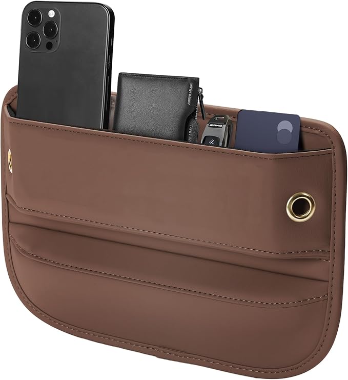 Universal Fit Car Seat Gap Filler Organizer, Premium Leather Car Organizers and Storage Car Accessories for Women/Men, Adjustable Gap Filler for Car SUV Truck (Brown, 1 Pack)