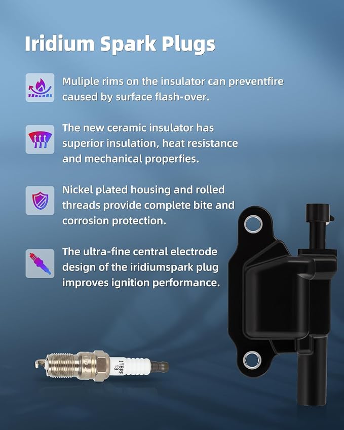 ECCPP 8 ignition coils with 8 iridium Spark Plugs,D510C,for Chevrolet for GMC CadillacCamaro Corvette Express Impala CTS Rainier Avalanche for Silverado Suburban Savana