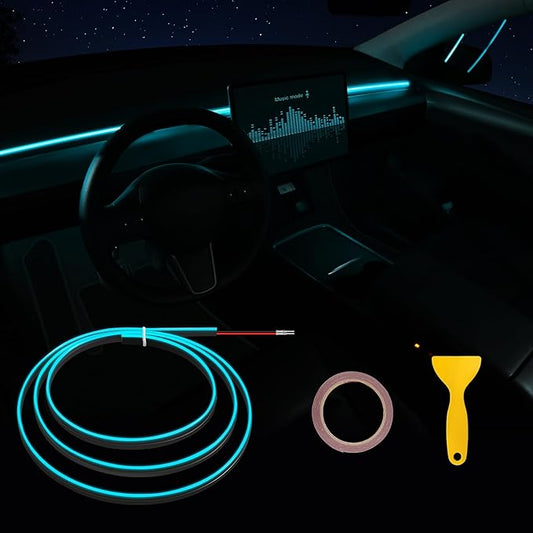 Acrylic Interior Car LED Strip Light with 6mm Sewing Edge - 43.3 inches Ambient Lighting Kits, Neon LED Strip Light(110CM/43.3IN, Ice Blue)