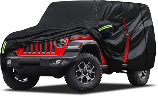 Migaven 6 Layers Car Cover Custom Fit for Jeep Wrangler 2 Door 1987-2025 JK JL CJ YJ TJ, Waterproof Full Exterior Cover Rain Sun Protection with Door Zipper & Inner Cotton