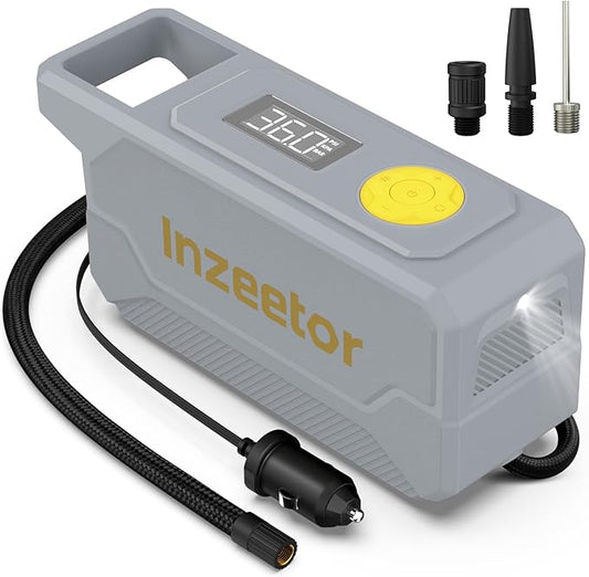 150 PSI Tire Inflator Portable Air Compressor, 12V DC Auto Shutoff Air Pump with Digital Pressure Gauge and Emergency LED Light for Car Tires, Bicycle & Balloons, Gray