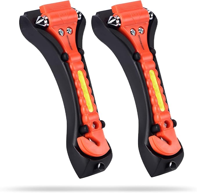 2-Pack Car Safety Hammer Seatbelt Cutter, Auto Emergency Escape Hammer with Window Glass Breaker and Seat Belt Cutter, Escape Tool for Car Accidents