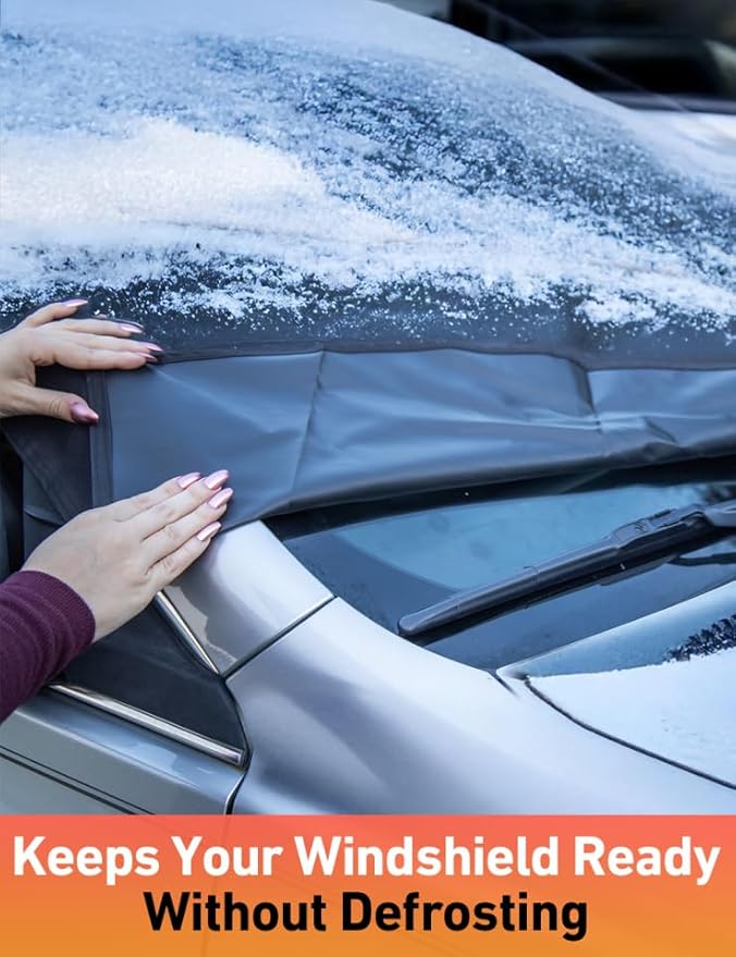 EcoNour Car Snow Cover Compatible for Kia Forte | Windshield Cover for Ice and Snow with S-Hook Straps | Heavy-Duty 600D Oxford Winter Car Cover, Waterproof & Anti-Slip