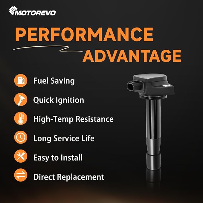 Motorevo Ignition Coil Pack Set of 6 Compatible with Honda Accord 2008-2012, Odyssey 2008-2017, Crosstour 2012 & Acura TL 2009-2014, RL 2009-2012, TSX 2010-2014 - V6 3.5L 3.7L Replace OE# UF603 C1624