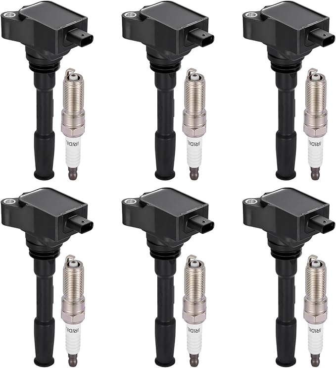 UF827 Ignition Coils & 95927 Spark Plugs Compatible with Ford Edge Explorer F150, Compatible with Lincoln Aviator Nautilus, 2.7L 3.0L V6 - Replaces JT4Z12029A, KT4Z12029A