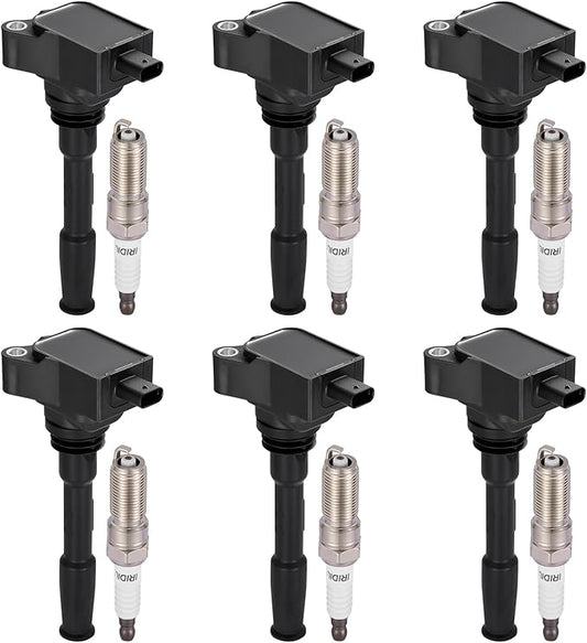 UF827 Ignition Coils & 95927 Spark Plugs Compatible with Ford Edge Explorer F150, Compatible with Lincoln Aviator Nautilus, 2.7L 3.0L V6 - Replaces JT4Z12029A, KT4Z12029A