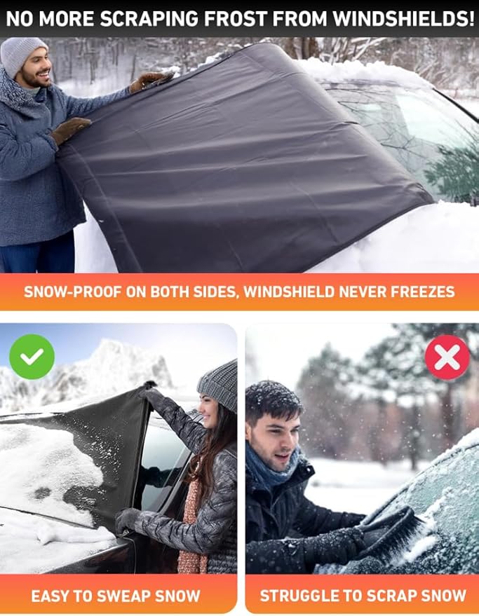 EcoNour Car Snow Cover Compatible for Kia Forte | Windshield Cover for Ice and Snow with S-Hook Straps | Heavy-Duty 600D Oxford Winter Car Cover, Waterproof & Anti-Slip