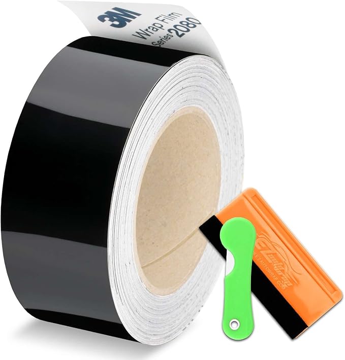 3M 2080 G12 Gloss Black Vinyl Wrap Kit for Black Out Chrome Delete Window Trim Door Trim with Tool Kit 4" x 25Ft