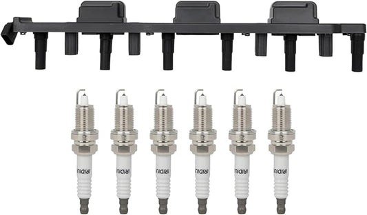 ECCPP 1 ignition coils with 6 iridium Spark Plugs,UF296,coils packs,for Jeep Grand,for Cherokee 2000-2004,for Wrangler 2000-2006 L6 4.0L,UF296 5C1181,C1263
