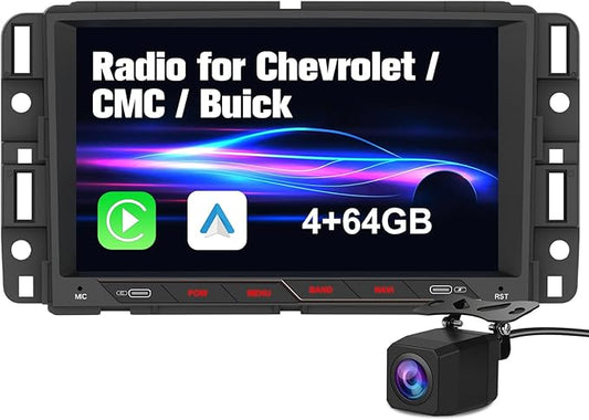 8 inch Car Stereo for Chevrolet Silverado GMC Sierra Yukon Buick (2007-2013), Android 13 Radio with CarPlay Android Auto SWC GPS Navigation DSP Type-C Backup Camera (4+64GB)