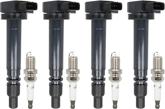 ECCPP 4 ignition coils with 4 iridium Spark Plugs,UF323,coils packs,for Toyota,for Tacoma 2000 2001 2002 2003 2004,for 4Runner 2000,2.4L 2.7L,UF323 ‎C1305 5C1304