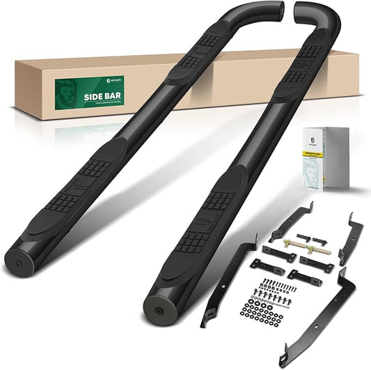 YHTAUTO 3 Inch Running Boards Side Steps Compatible with Jeep Renegade BU/BV 2015-2024, SUV, Round Carbon Steel Black Powder, Cab Side Step Rails Off-Road Exterior Accessories, Set of 2