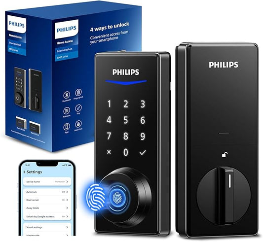 Philips Fingerprint Smart Lock, Keyless Entry Door Lock, Smart Door Locks for Front Door, Keypad Deadbolt, APP Control, 9-Month Long Battery
