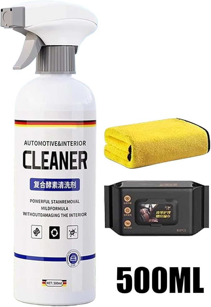 Car Cleaner Interior - Leather Seat Stain Removal | 500ml Quick-Dry Multi-Function Dashboard Polishing Cleaner for Sofa Carpet Furniture Care for Car Detailing