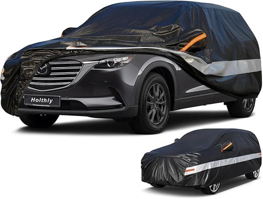 10 Layers SUV Car Cover Custom Fit for Mazda CX9/CX90 (2007-2025) Waterproof All Weather for Automobiles, Outdoor Full Cover Sun UV Rain Protection with Cotton.Black
