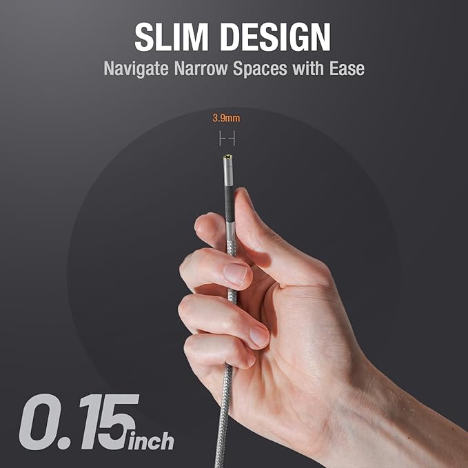 Teslong 3.9mm Two-Way Articulating Borescope with Light, 5-inch IPS Endoscope Inspection Camera with Articulated Probe, Flexible Automotive Mechanics Gadgets Fiber Optic Scope Cam-0.15inch