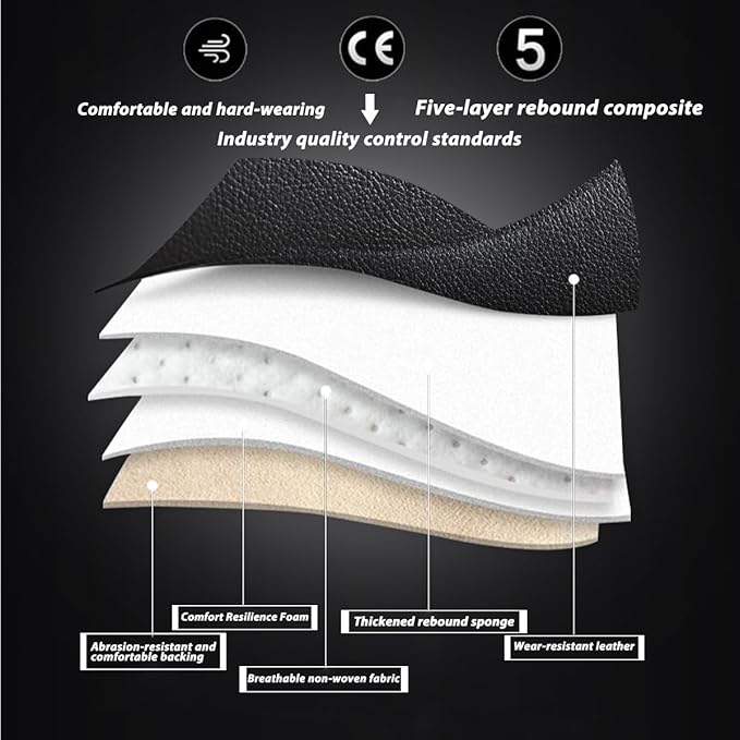 5 Seat Covers for Honda Civic 2003-2026 Leather Waterproof Breathable Car Seat Covers, Interior Accessories Seat Cover Cushion Airbag Compatible (Black&Blue, Standard)