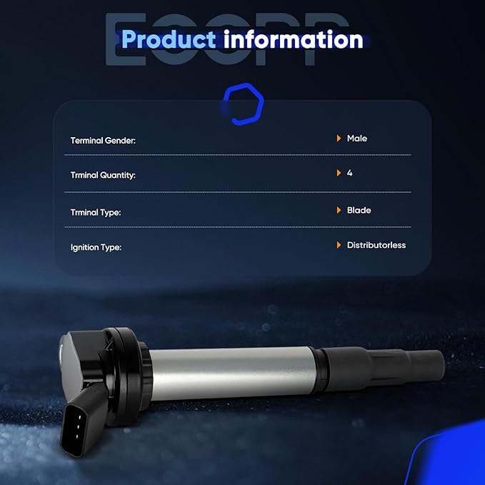 ECCPP UF619 4 ignition coils with 4 iridium Spark Plugs 4711 for Toyota for Lexus for Scion Prius V Plug-In Corolla Matrix CT200H XD IM 2009 2010 2011 2012 2013 2014 2015 2016 2017 1.8L L4 UF-596