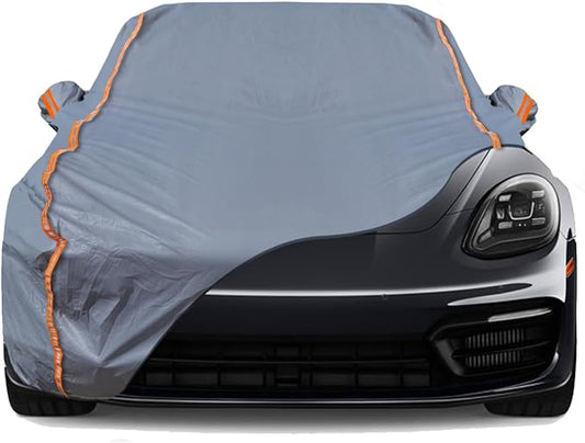 TUCAREST 6-Layers PEVA Premium Full Car Cover Fit for Sedan hatchback Pickup SUVs MPV Rain and snow protection, sun protection, UV protection, and protection of car paint surfaces-Silver Grey -Up 208"