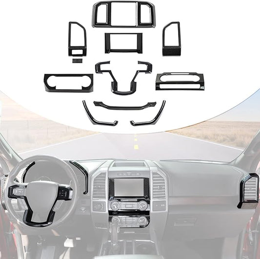 Jimen Compatible with Ford F150 2015-2020, 11PCS Interior Trim Kits - Console Navigation Panel Trim, Dashboard Cover Instrument Panel, Air Vent Panel