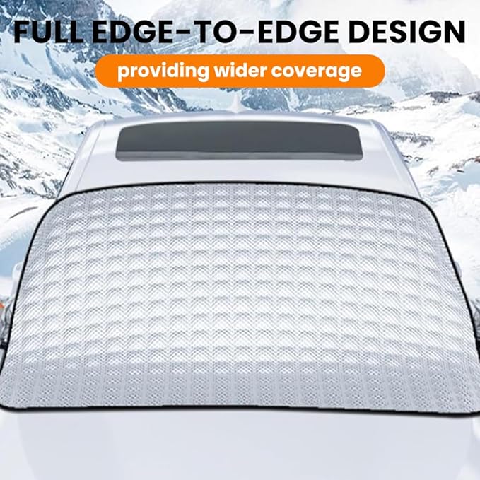 Car Windshield Snow Cover, Ice Frost Car Window Covers with Magnetic Edges & Side Mirror Protector, Windproof UV Sunshade Windscreen Covers for Cars, SUV, Truck (L 58 * 45inch)