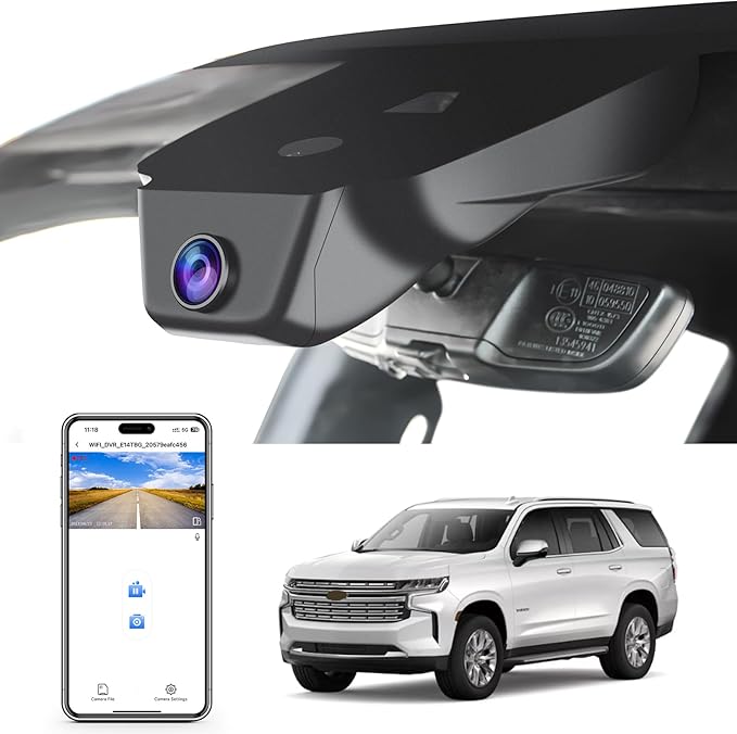 4K Dash Cam Custom fit for Chevy Suburban/Tahoe 2023-2025 (Model A), LS LT RET Z71 Premier High Country, Integrated OEM Look, UHD 2160P Video, WiFi & App, G-Sensor, 64GB Card
