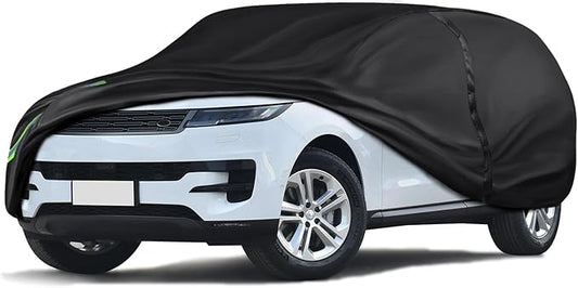 16-Layer 600D Heavy Duty Universal Full Car Cover for Outdoor & Indoor Use - All Weather Sun UV Rain Snow Dust Proof, Waterproof Scratch Resistant, Fits SUVs Body Length 209"-216"/ 17.4-18 ft