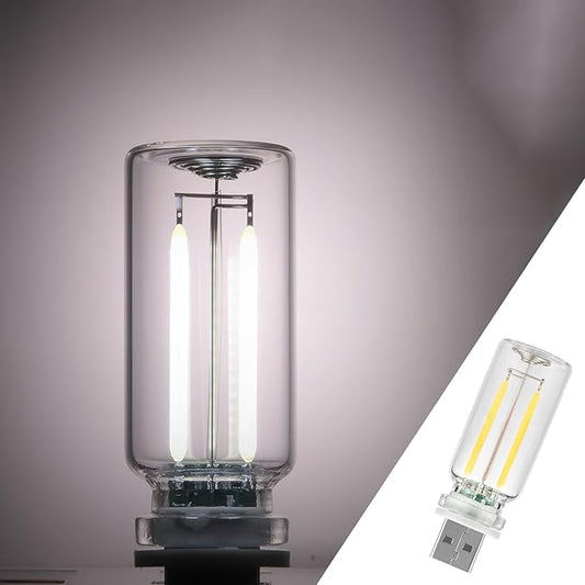 1 Pack Car LED Lights Interior, USB Light for Car Decor & Bedroom, Touch Dimmable Ambient Lighting, Mini Glass Bottle Night Light for Camping Gifts-White