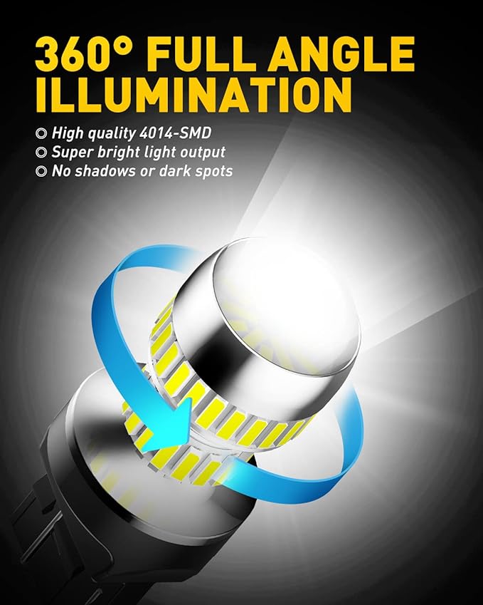 AUXITO Upgraded LED Bulbs for Reverse, Brake and Tail Lights - T20 7441 7444 LED Kit for Backup, Turn, Parking Lights - 6000K Xenon White