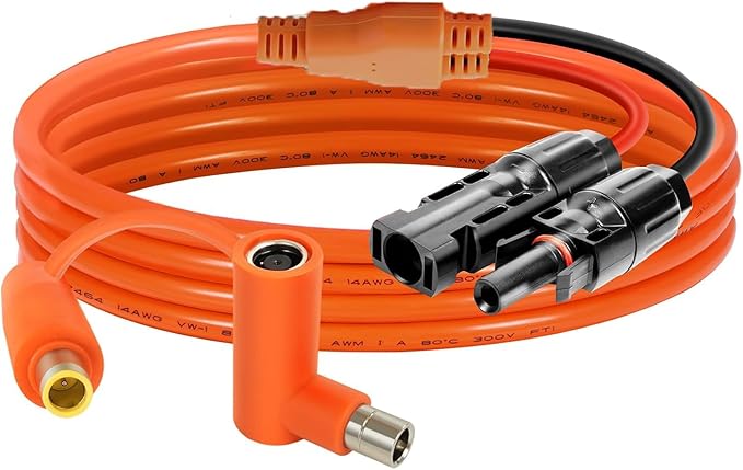 Solar Connector to DC 8mm Adapter Cable 8FT, 12AWG + 14AWG Tinned Copper Wire with DC7909 to DC8020 Adapter, Heavy Duty Charging Cable for Portable Power Station, RV, Outdoor Camping