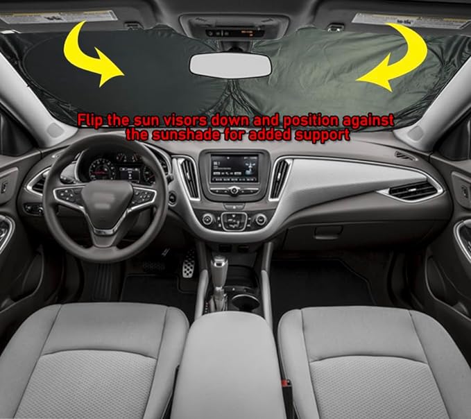 Gven Windshield Shade, Car Sun Shade for Front Windshield Sun Visor Protector Blocks UV Rays Foldable 210T Keep Your Vehicle Cool