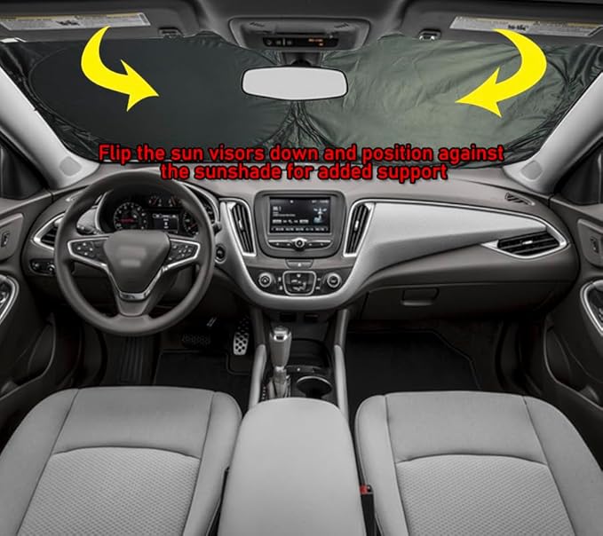 Gven Windshield Shade, Car Sun Shade for Front Windshield Sun Visor Protector Blocks UV Rays Foldable 210T Keep Your Vehicle Cool
