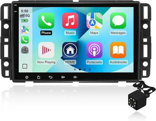2+64G Android 14 Car Stereo for Chevrolet Silverado GMC Sierra Yukon 2007-2013 with 8 Inch IPS Touchscreen Multimedia Player Radio Built-in Wireless Carplay/Android Auto/GPS/Bluetooth 5.4/WIFI6/SWC