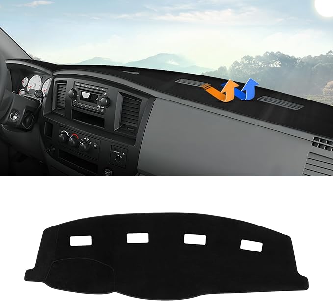 Autorder Dashboard Cover Mat for 2006-2008 Dodge Ram 1500 2500 3500,2009 Dodge Ram 2500 3500 4500 5500,2010 Dodge Ram 4500 5500 Accessories Dash Cover Velvet Dash Mat(Without Cutout for Dash Speakers)