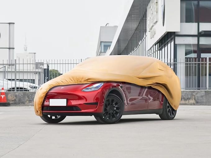 Heavy Duty Outdoor Car Cover Custom Fit for Tesla Model Y,Windproof All Weather Waterproof Sun Rain UV Dust Snow Protection Outdoor Car Covers