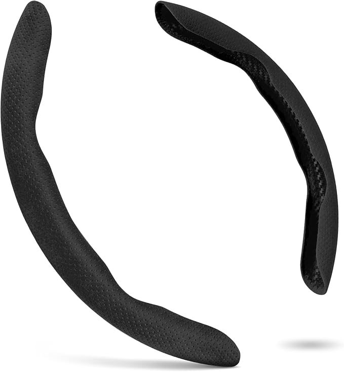 2 Piece Alcantara Steering Wheel Cover - Split Sport Design for D & O Shape Wheels, Soft Touch · Anti-Slip Grip · All Season Comfort · Durable Luxury Material for Performance Cars