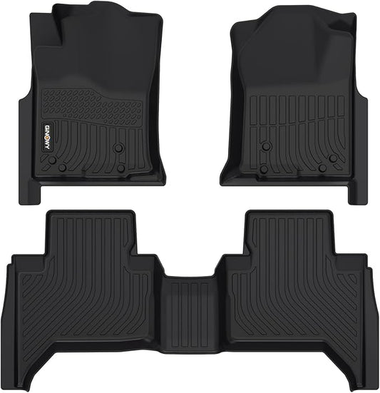 GINOWY- Floor Mats for Toyota Tacoma 2005-2015 Double Cab TPE All Weather Protection Car Mats for Toyota Tacoma, Non-Slip Floor Liners Waterproof Heavy Duty Automotive Accessories Black